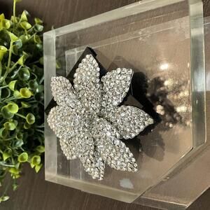 Vintage Rhinestone Crystal Poinsettia Flower Brooch